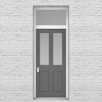 13.single Door With Transom Victorian 4 Panel With 2 Glass Panes Signal Grey (ral7004)