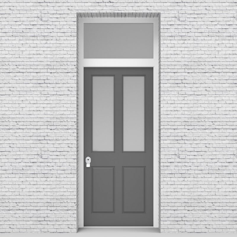 13.single Door With Transom Victorian 4 Panel With 2 Glass Panes Signal Grey (ral7004)