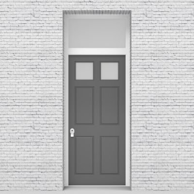 13.single Door With Transom Victorian 6 Panel With 2 Glass Panes Signal Grey (ral7004)