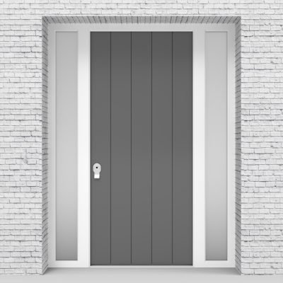 13.single Door With Two Side Panels 4 Vertical Lines Signal Grey (ral7004)