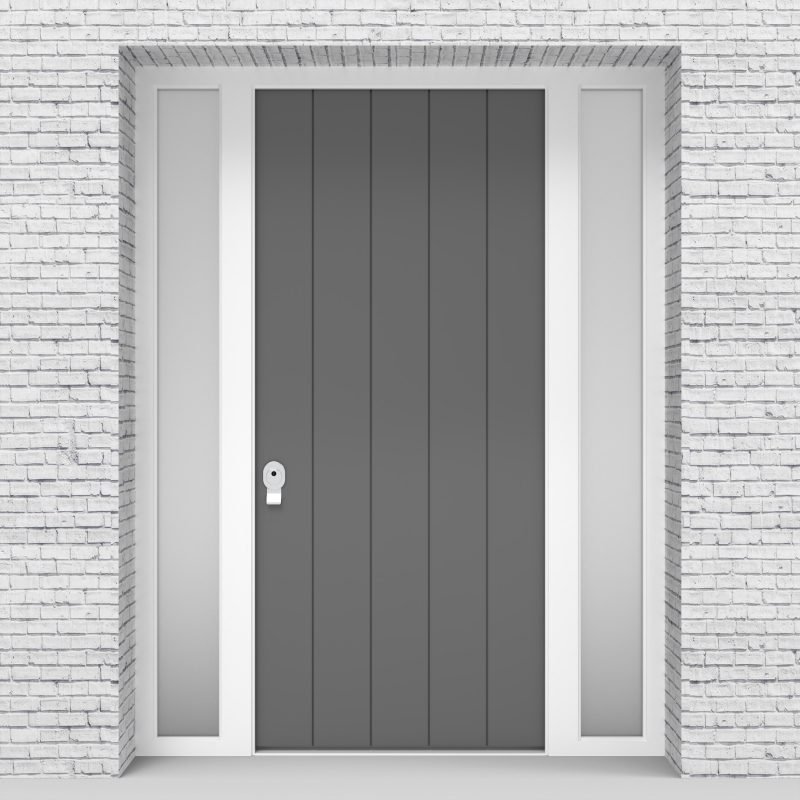 13.single Door With Two Side Panels 4 Vertical Lines Signal Grey (ral7004)