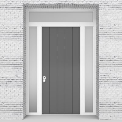 13.single Door With Two Side Panels And Transom 4 Vertical Lines Signal Grey (ral7004)