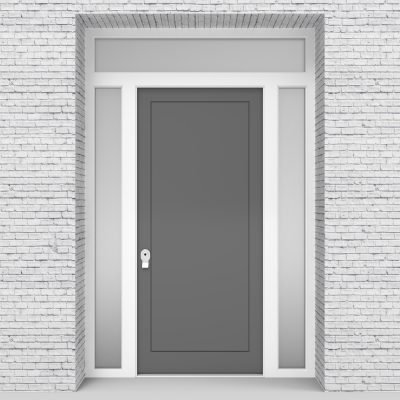 13.single Door With Two Side Panels And Transom One Panel Signal Grey (ral7004)