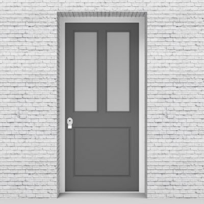 13.single Edwardian 3 Panel With 2 Glass Panes Signal Grey (ral7004)