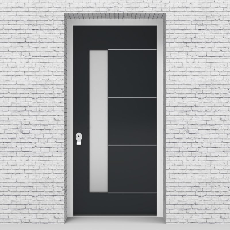 14.single Door 4 Aluminium Inlays With Lock Side Glass Anthracite Grey (ral7016)