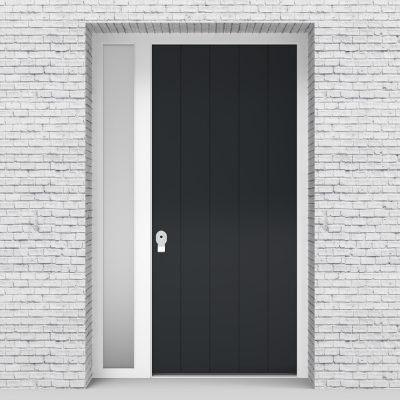 14.single Door With Left Side Panel 4 Vertical Lines Anthracite Grey (ral7016)