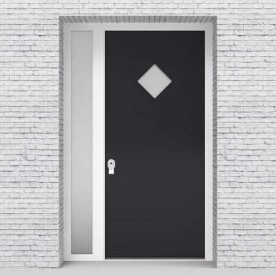 14.single Door With Left Side Panel Plain With Diamond Pane Anthracite Grey (ral7016)