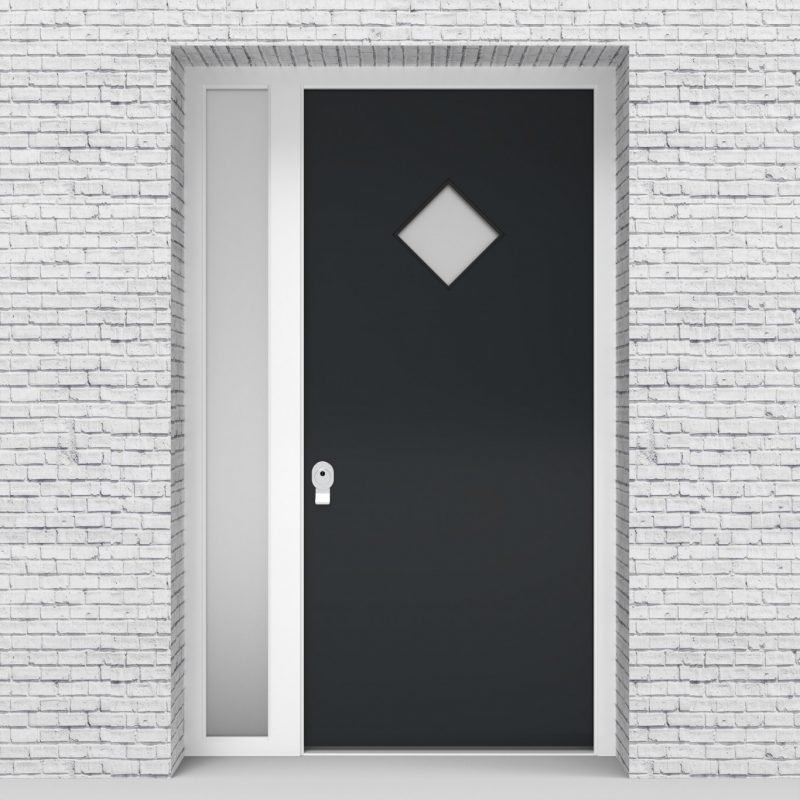 14.single Door With Left Side Panel Plain With Diamond Pane Anthracite Grey (ral7016)