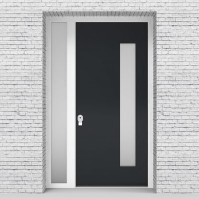 14.single Door With Left Side Panel Plain With Hinge Side Glass Anthracite Grey (ral7016)