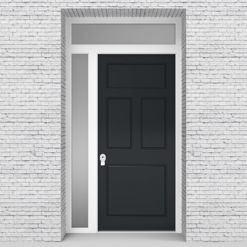 14.single Door With Left Side Panel And Transom Edwardian 4 Panel Anthracite Grey (ral7016)