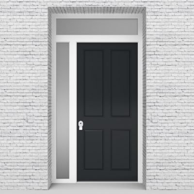 14.single Door With Left Side Panel And Transom Victorian 4 Panel Anthracite Grey (ral7016)