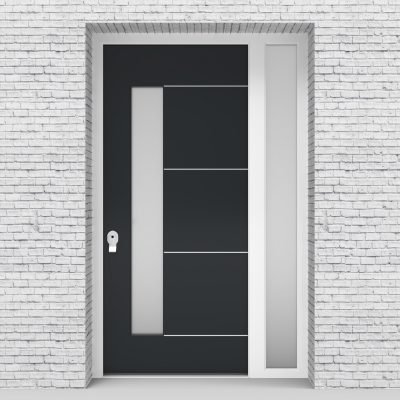 14.single Door With Right Side Panel 4 Aluminium Inlays With Lock Side Glass Anthracite Grey (ral7016)