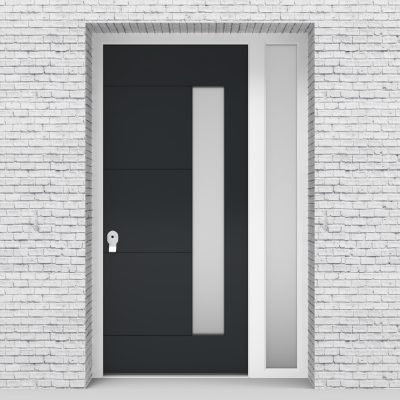 14.single Door With Right Side Panel 4 Horizontal Lines With Hinge Side Glass Anthracite Grey (ral7016)