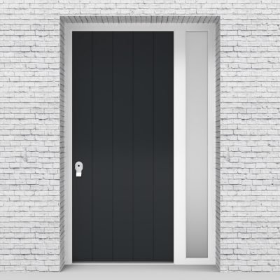 14.single Door With Right Side Panel 4 Vertical Lines Anthracite Grey (ral7016)