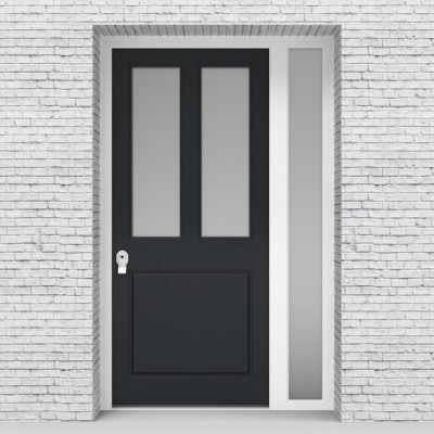 14.single Door With Right Side Panel Edwardian 3 Panel With 2 Glass Panes Anthracite Grey (ral7016)