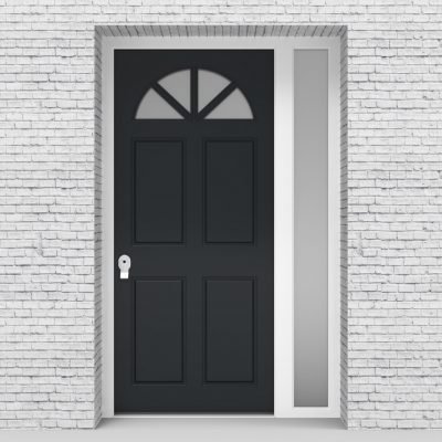14.single Door With Right Side Panel Edwardian 4 Panel With Arched Glass Pane Anthracite Grey (ral7016)