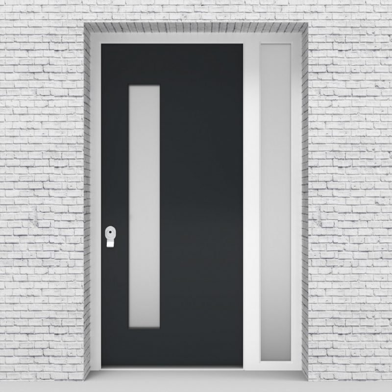 14.single Door With Right Side Panel Plain With Lock Side Glass Anthracite Grey (ral7016)