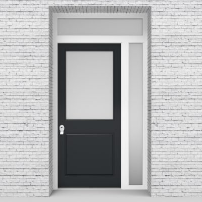 14.single Door With Right Side Panel And Transom 2 Panel With A Large Anthracite Grey (ral7016)
