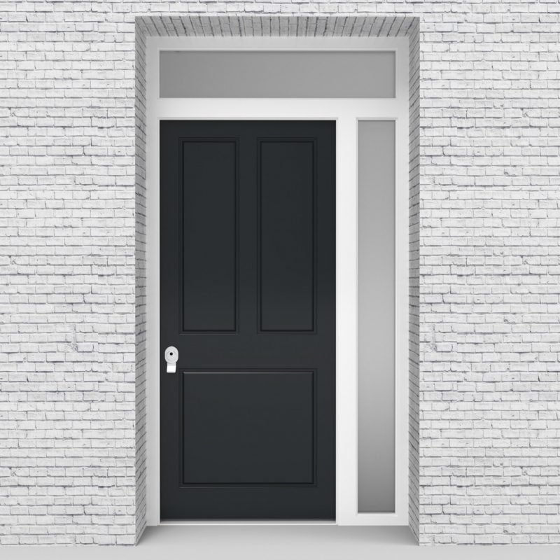 14.single Door With Right Side Panel And Transom Edwardian 3 Panel Anthracite Grey (ral7016)