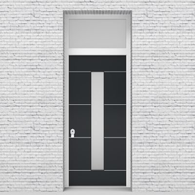 14.single Door With Transom 4 Aluminium Inlays With Central Glass Anthracite Grey (ral7016)