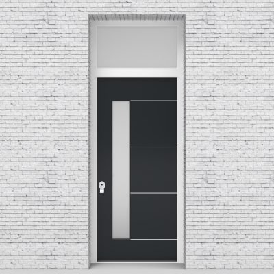 14.single Door With Transom 4 Aluminium Inlays With Lock Side Glass Anthracite Grey (ral7016)