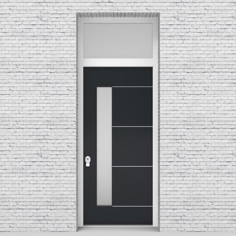 14.single Door With Transom 4 Aluminium Inlays With Lock Side Glass Anthracite Grey (ral7016)