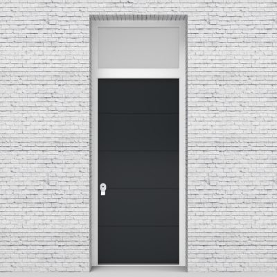 14.single Door With Transom 4 Horizontal Lines Anthracite Grey (ral7016)