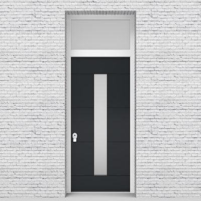 14.single Door With Transom 4 Horizontal Lines With Central Glass Anthracite Grey (ral7016)