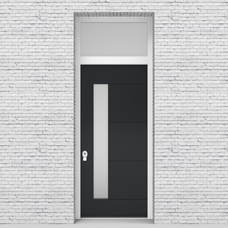 14.single Door With Transom 4 Horizontal Lines With Lock Side Glass Anthracite Grey (ral7016)