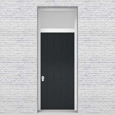 14.single Door With Transom 4 Vertical Lines Signal Grey (ral7004)