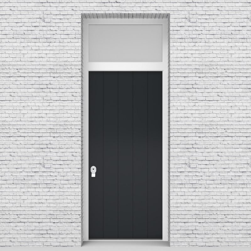 14.single Door With Transom 4 Vertical Lines Signal Grey (ral7004)
