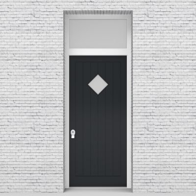 14.single Door With Transom 7 Vertical Lines With Diamond Pane Anthracite Grey (ral7016)