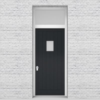 14.single Door With Transom 7 Vertical Lines With Rectangle Pane Anthracite Grey (ral7016)