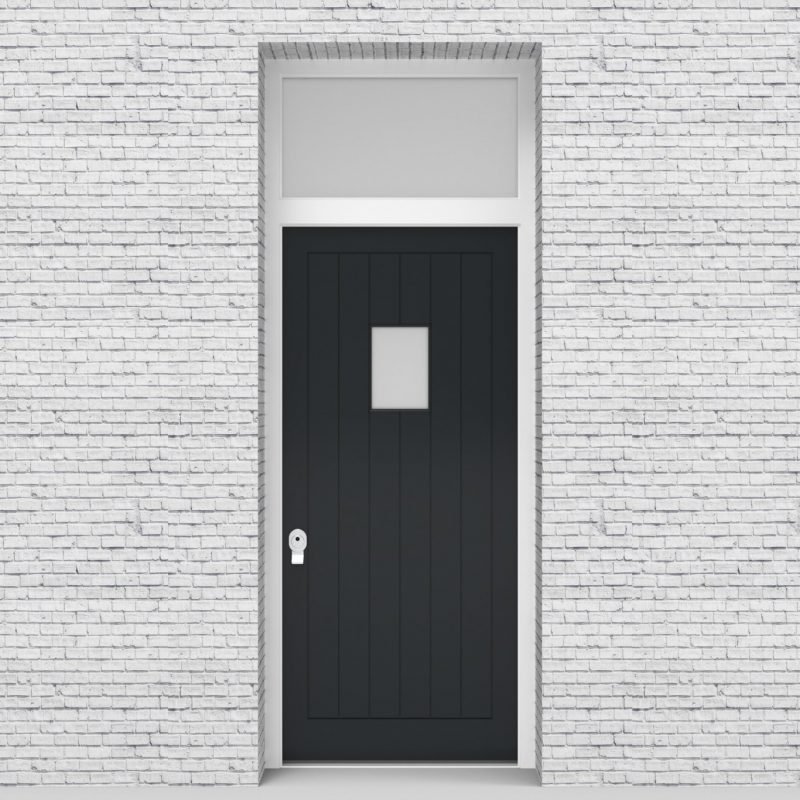14.single Door With Transom 7 Vertical Lines With Rectangle Pane Anthracite Grey (ral7016)