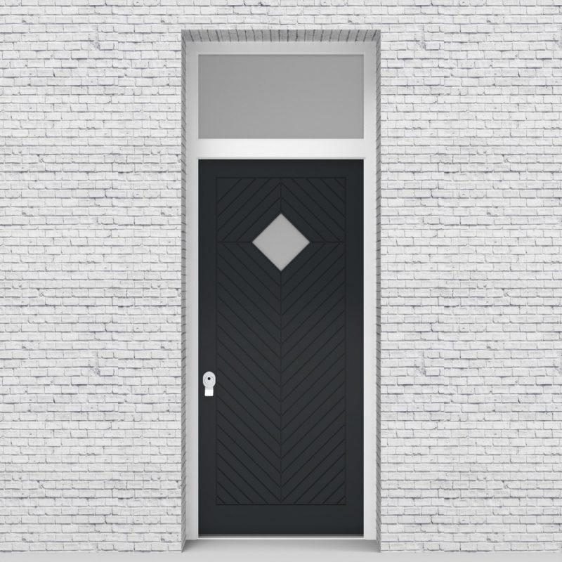 14.single Door With Transom Cottage Style With Diamond Pane Anthracite Grey (ral7016)