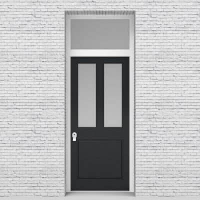 14.single Door With Transom Edwardian 3 Panel With 2 Glass Panes Anthracite Grey (ral7016)