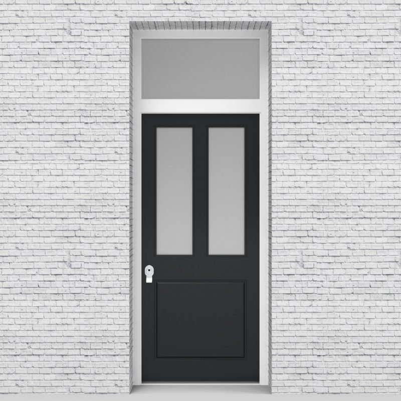 14.single Door With Transom Edwardian 3 Panel With 2 Glass Panes Anthracite Grey (ral7016)