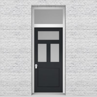 14.single Door With Transom Edwardian 4 Panel With 3 Glass Panes Anthracite Grey (ral7016)