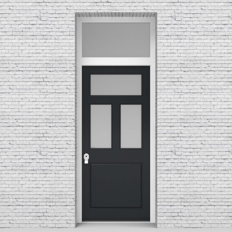 14.single Door With Transom Edwardian 4 Panel With 3 Glass Panes Anthracite Grey (ral7016)