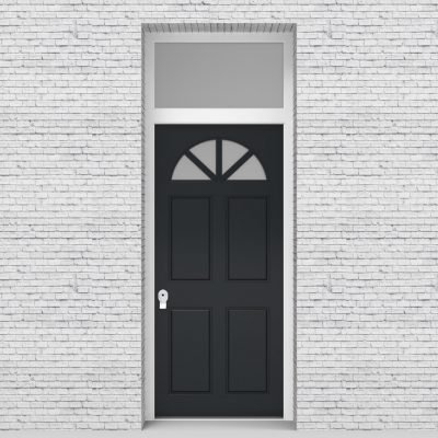 14.single Door With Transom Edwardian 4 Panel With Arched Glass Pane Anthracite Grey (ral7016)