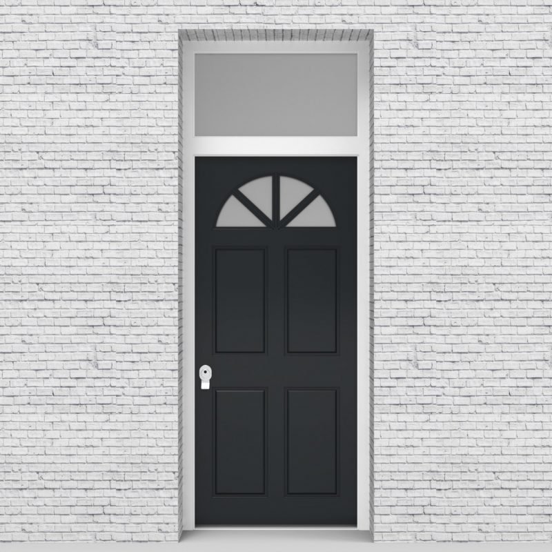14.single Door With Transom Edwardian 4 Panel With Arched Glass Pane Anthracite Grey (ral7016)