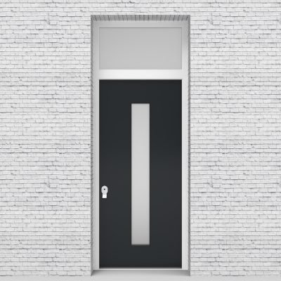 14.single Door With Transom Plain With Central Glass Anthracite Grey (ral7016)
