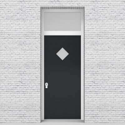 14.single Door With Transom Plain With Diamond Pane Anthracite Grey (ral7016)