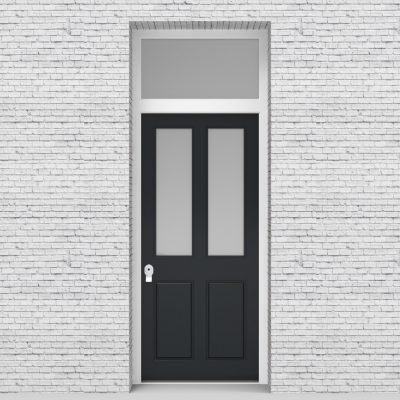 14.single Door With Transom Victorian 4 Panel With 2 Glass Panes Anthracite Grey (ral7016)