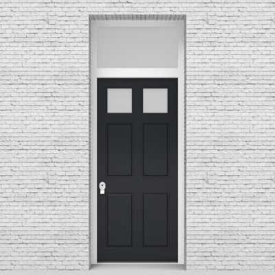 14.single Door With Transom Victorian 6 Panel With 2 Glass Panes Anthracite Grey (ral7016)