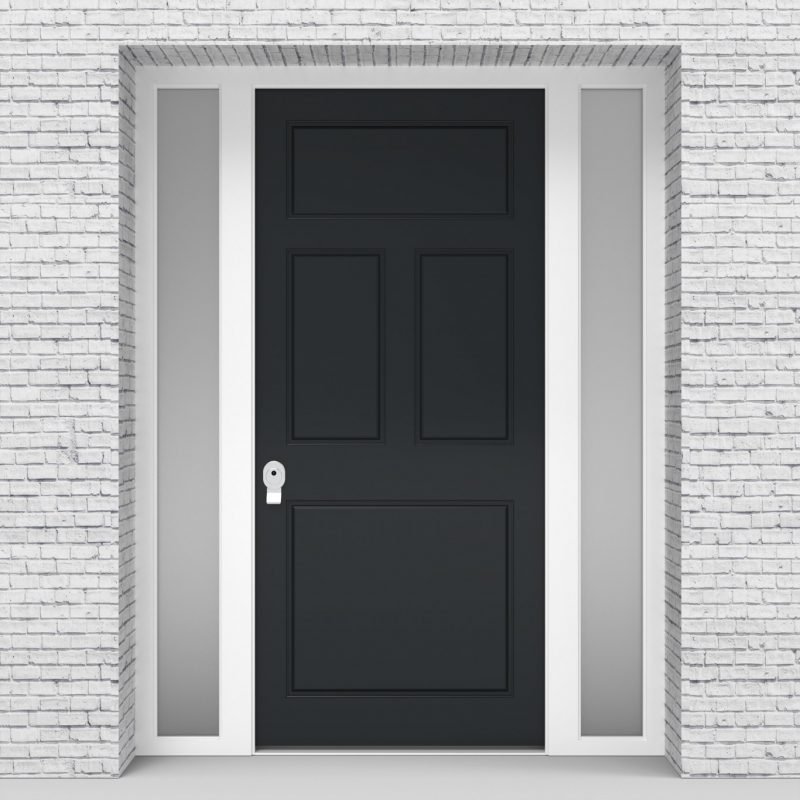 14.single Door With Two Side Panels Edwardian 4 Panel Anthracite Grey (ral7016)