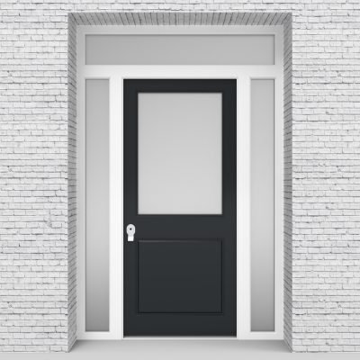 14.single Door With Two Side Panels And Transom 2 Panel With A Large Anthracite Grey (ral7016)