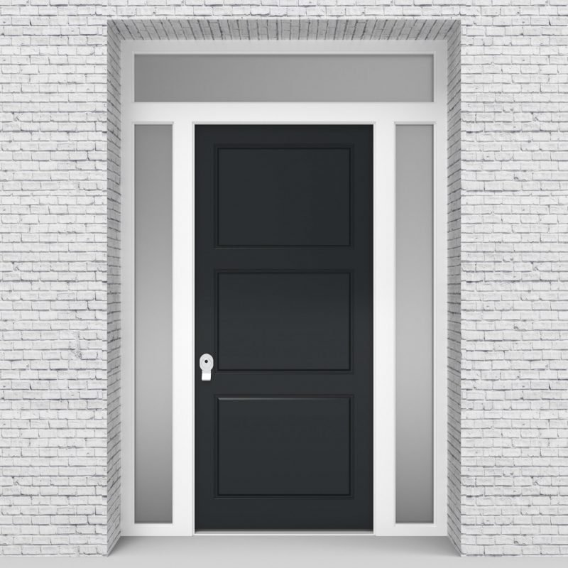 14.single Door With Two Side Panels And Transom Anthracite Grey (ral7016)