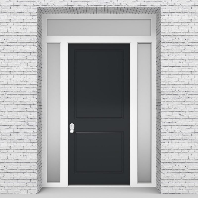 14.single Door With Two Side Panels And Transom Two Panel Anthracite Grey (ral7016)