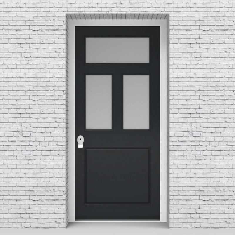 14.single Edwardian 4 Panel With 3 Glass Panes Anthracite Grey (ral7016)